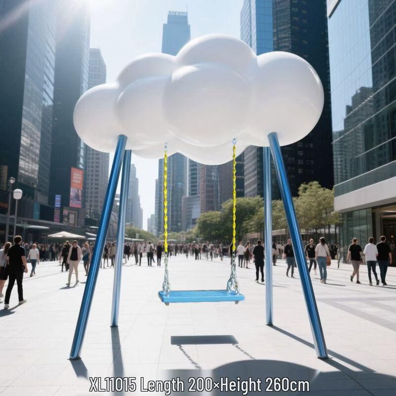 Outdoor Rainbow Cloud Swing Sculpture