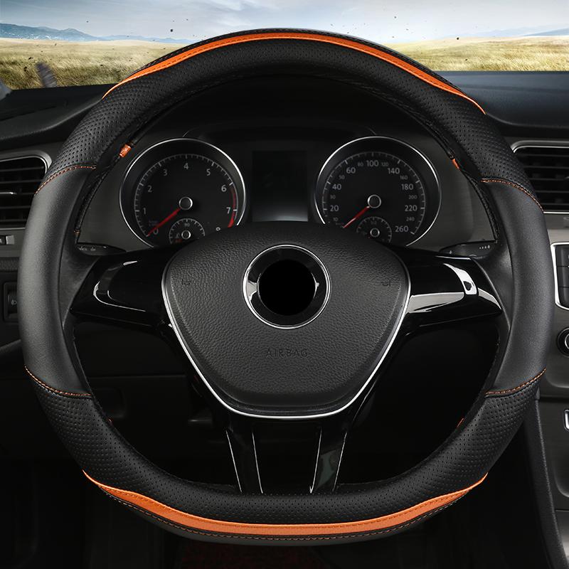 DERMAY Car Steering Wheel Cover PU Leather for VW Golf Polo Passat Bora Touran UP! Tiguan Jetta Beetle Teramont Auto