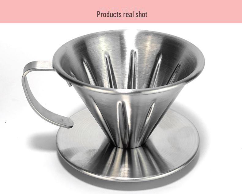 Embossed Stainless Steel Hand-Brew Coffee Drip Filter (V60 Compatible)