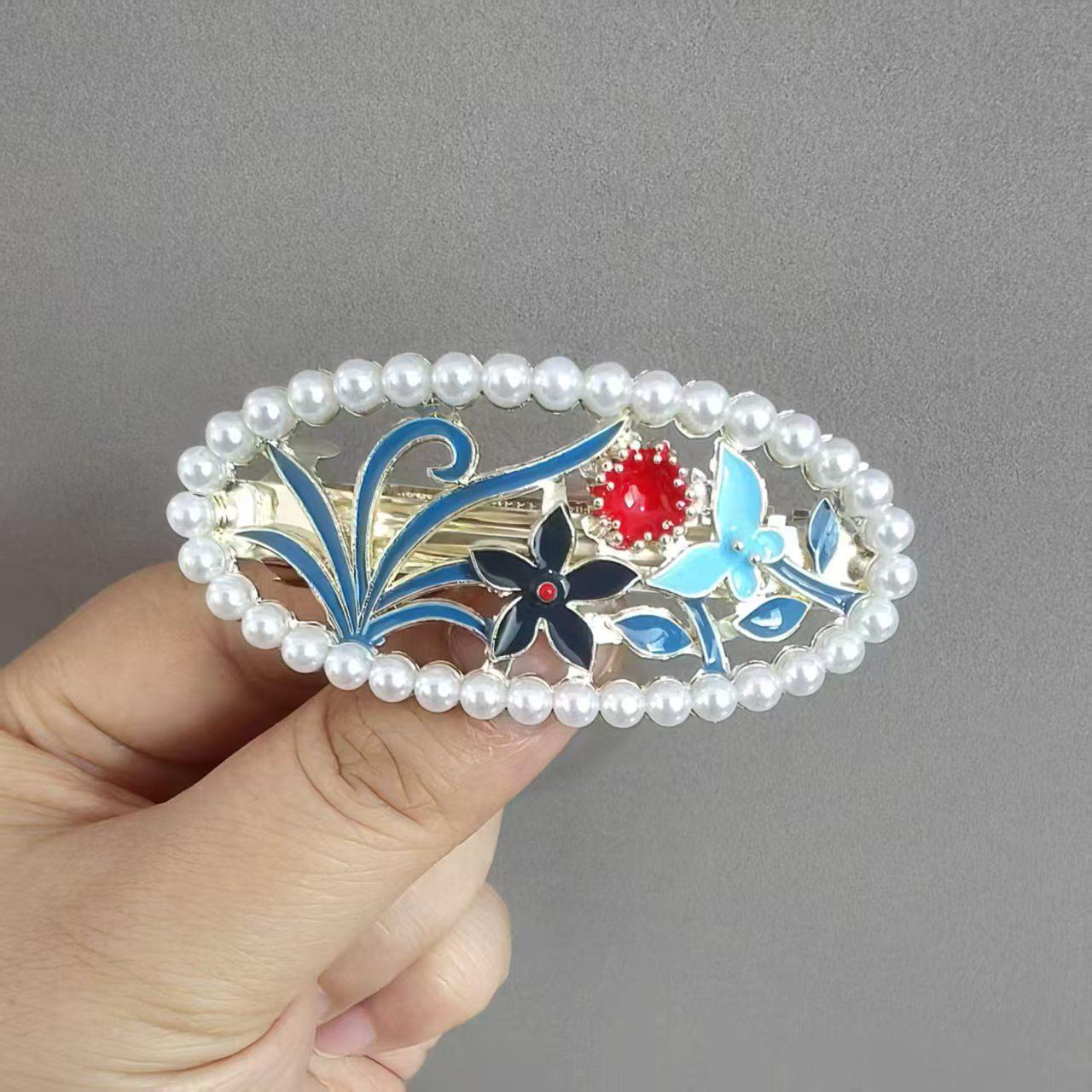 Pearl Tassel Maple Leaf Hair Clip - Ancient Style Hanfu Qipao Accessory