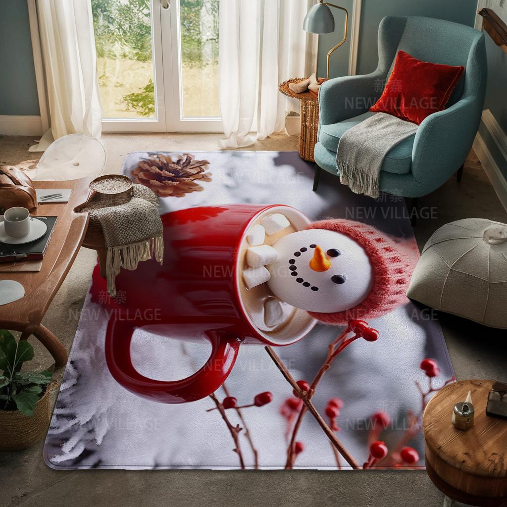 House Entrance Carpet Home Door Mat Living Room Bath Foot Bathroom Non-slip Water Absorption Rugs Bath Merry Christmas Winter