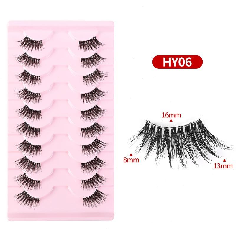 New Middle East cross-border cat eye false eyelashes, eye tail elongated transparent stem eyelashes 10 pairs flat factory