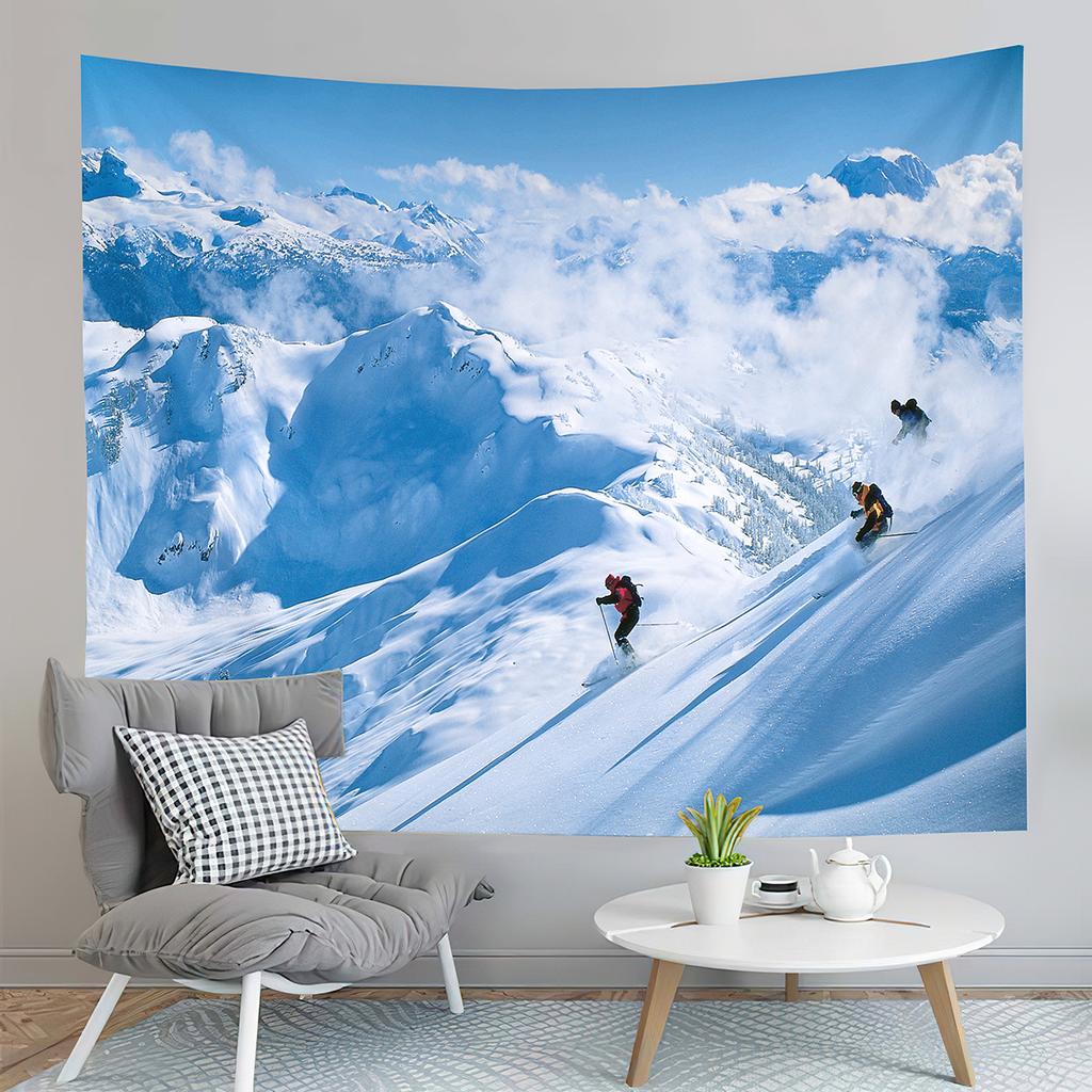 Winter Ski Tapestry Extreme Sports Hobby Tapestry Skiing Downhill Tapestry Home Living Room Bedroom Dorm Decor Background Cloth
