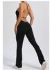 Adjustable Strap Flare Bodysuit Yoga Wear - European & American Sports Fitness Jumpsuit
