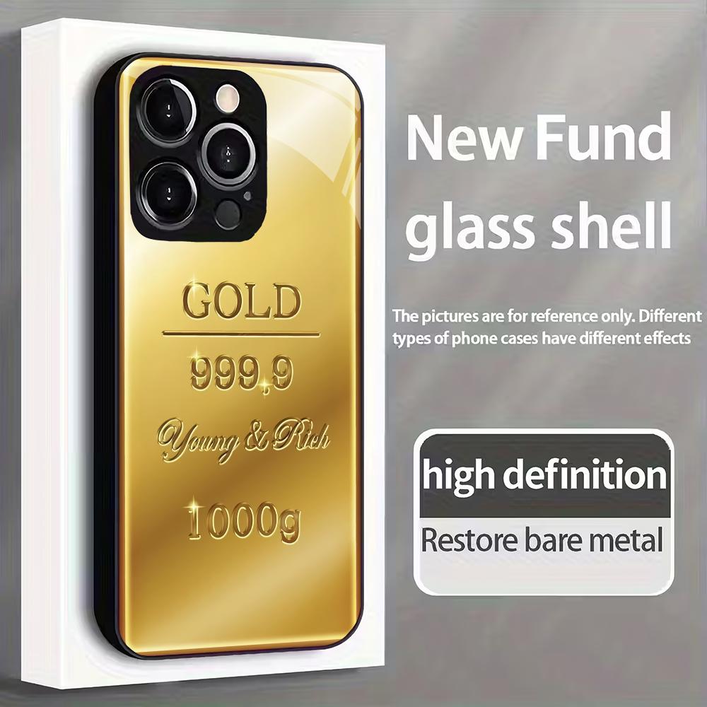 Creative Gold Pattern Tempered Glass Mobile Phone Case Suitable for iPhone 17/16/15/14/13/12/11Pro Max All-inclusive Anti-fall
