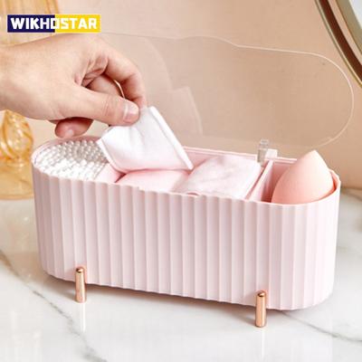 Pamuk Çubuk Düzenleyici Tutucu Pamuk Ped Saklama Kutusu Şeffaf Temizleme Kağıdı Makyaj Kutusu Kapaklı Toz Geçirmez Masaüstü Makyaj