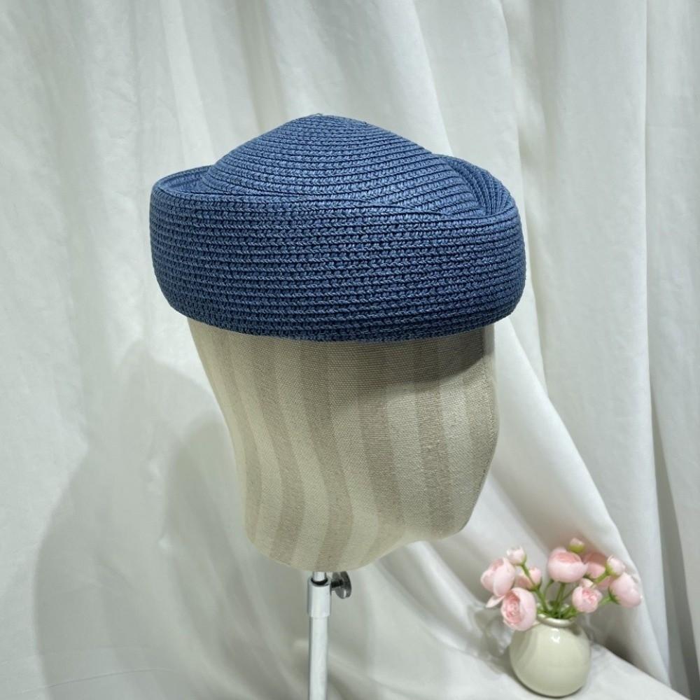 Elegant Flight Attendant Hat Teardrop Vintage Sun Hat Fashion Straw Beret Hat  Cocktail Event