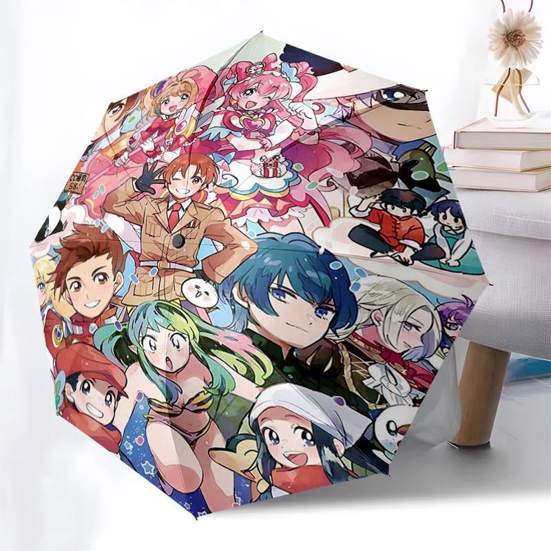 1 Stück Anime-Charaktere-Regenschirm für den Außenbereich – Automatisches Öffnen/Schließen – Tragbares 3-fach faltbares Design – 8-Streben-Eisenrahmen – Geschenkidee für Fans und Reisende