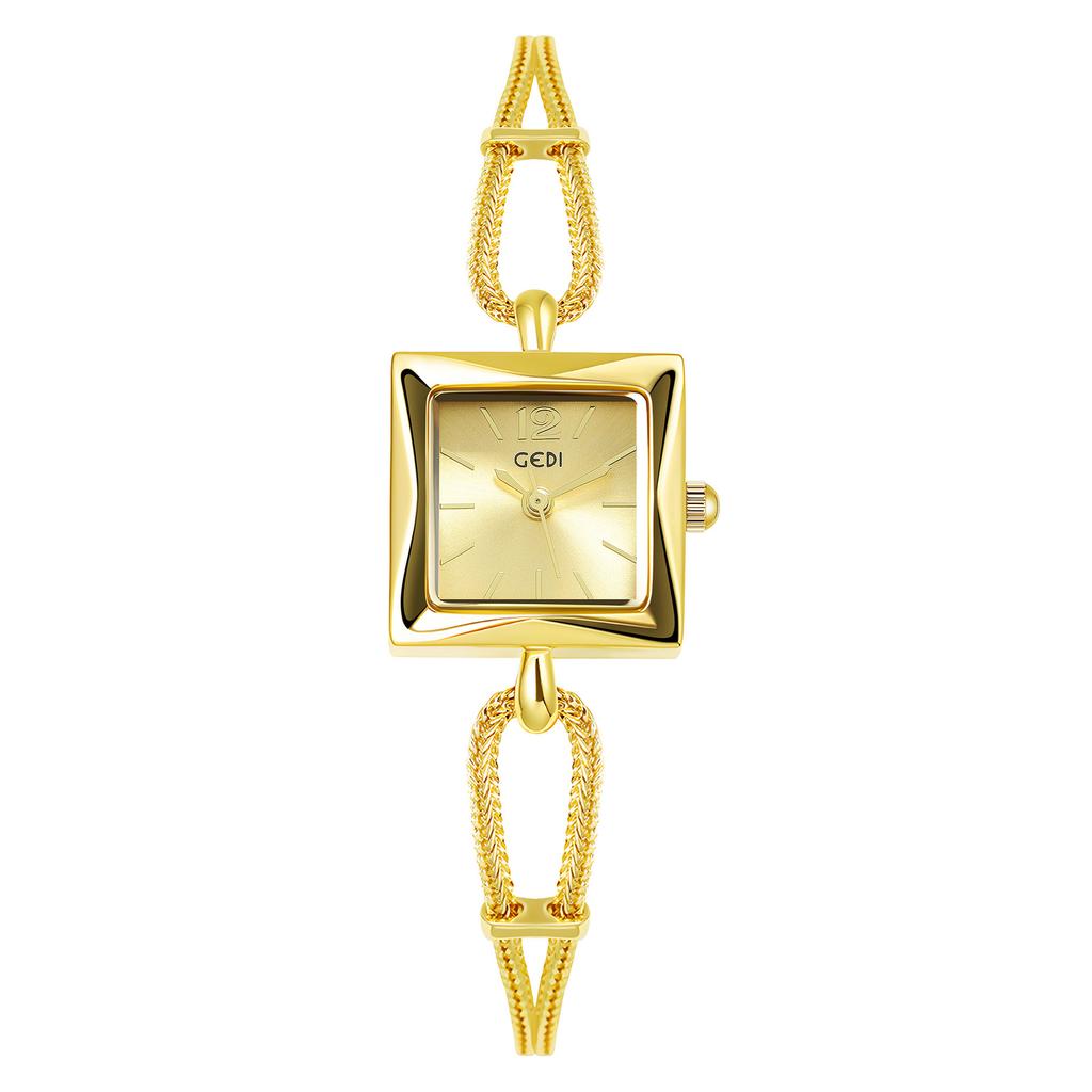 New Goldie niche women's watch simple small square plate alloy bracelet watch women's antique quartz watch