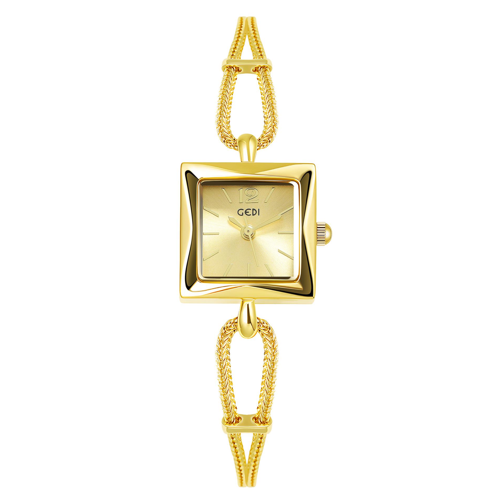 New Goldie niche women s watch simple small square plate alloy bracelet watch women s antique quartz watch
