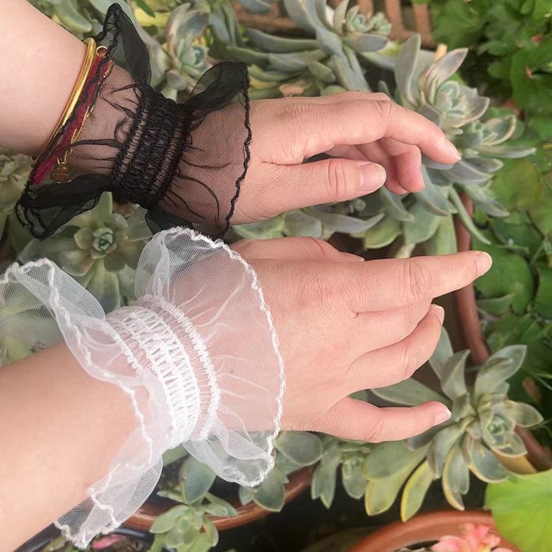 Dark Lolita Lace Wrist Cuffs - Cute Fairy-Style Sleeve Concealers for Women