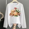 (Asian Size) sweet merry style Print T Shirt Christmas holiday Graphic Tee Women autumn winter Casual Fashion Top Clothing Long Sleeve T-shirts