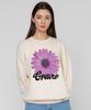 GRAVER [Unisex] Purple Daisy Flower Smile Sweatshirt_Cream