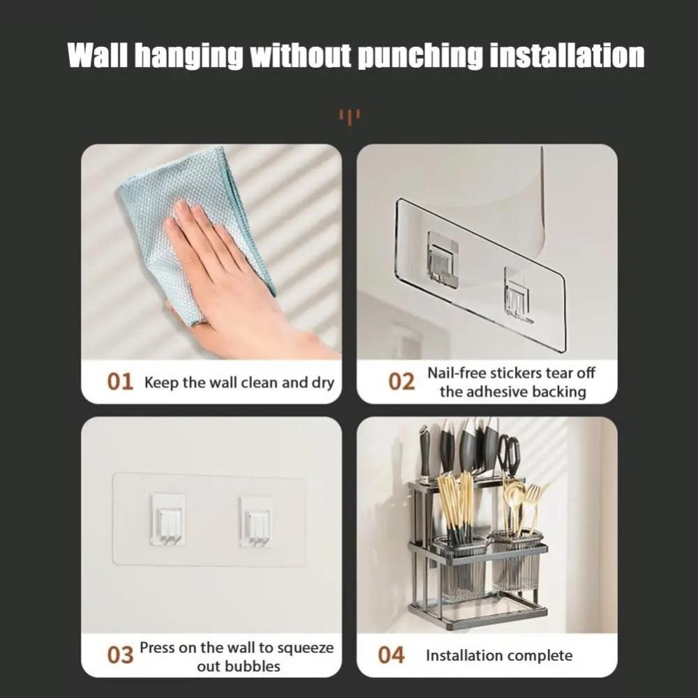 Mildew-Proof Kitchen Storage Rack Wall Mounted Cutlery Organizer Drain Rack  Kitchen Countertop