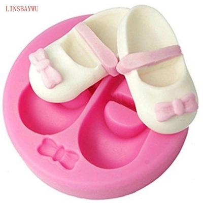 Silicone Cake Molds 3D Cute Baby Shoes Bow Chocolate Candy Mold Fondant Cake Decorating Tools