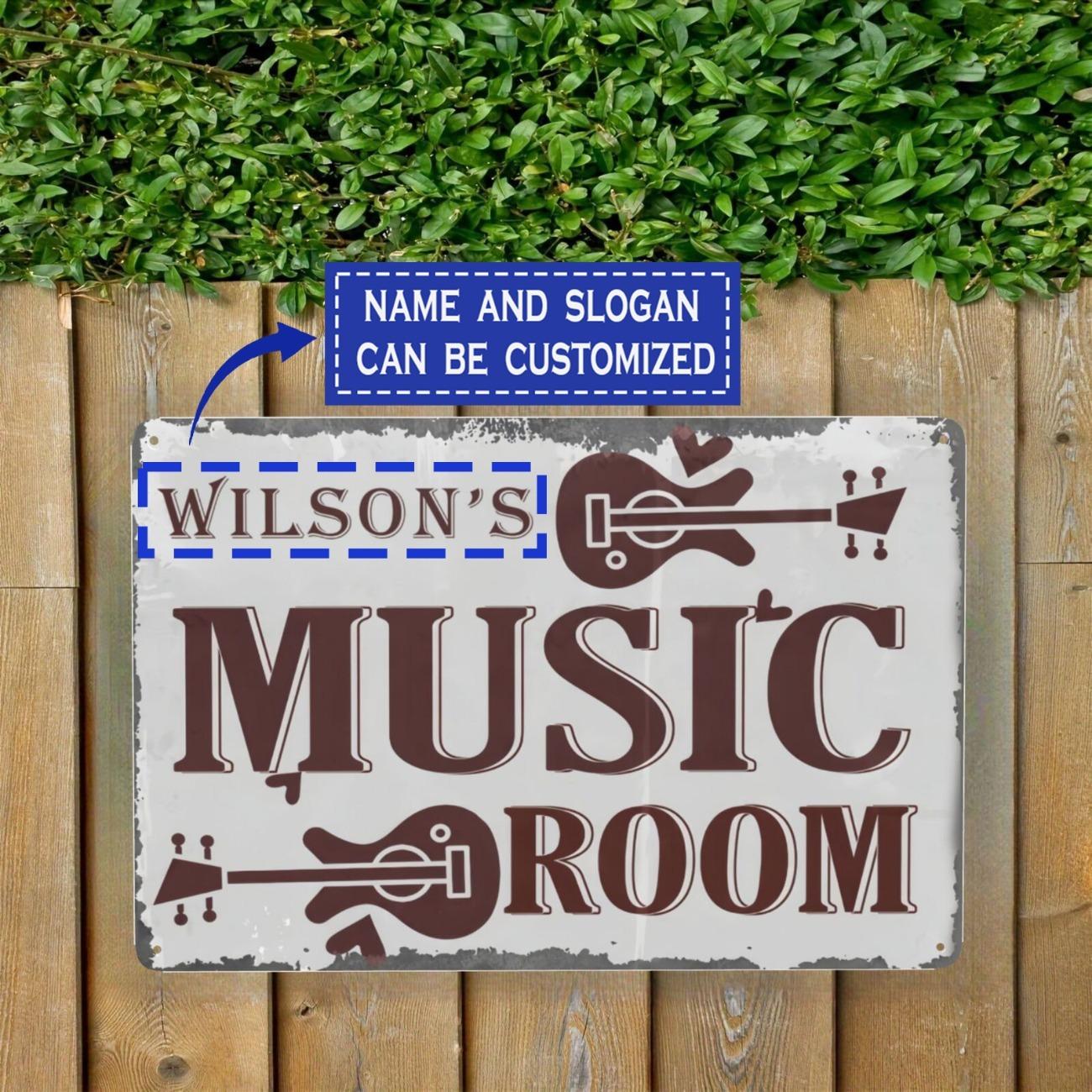 1pc Custom Guitar Metal Sign Customizable Text Home Wall Art Music Room Decor