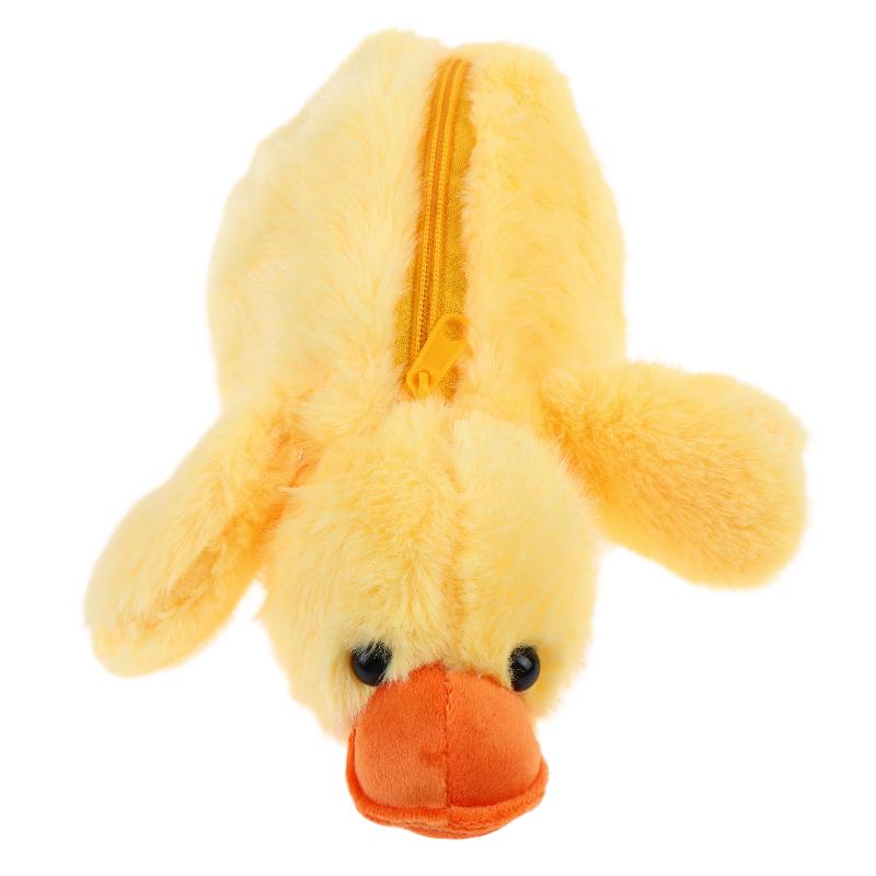 Cute Yellow Duck Plush Pencil Case Soft Stuffed Animal Pen Bag Multifunctional Pencil Case For Kids Students Stationery Gifts