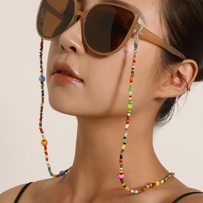 Simple Color Acrylic Round Bead Glasses Chain, New Rice Bead Anti-lost Lanyard