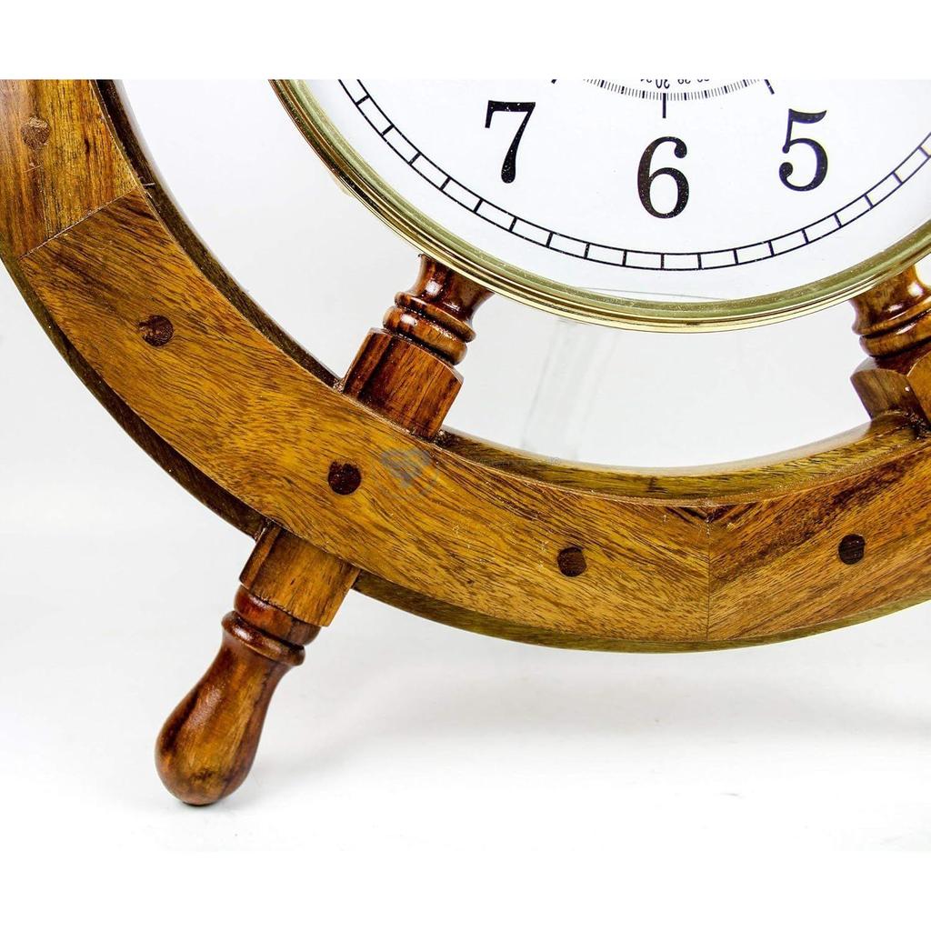 Nástěnné hodiny Time's | Námořní pirátské lodní kolo | Prémiový řemeslný dárek (16 palců)