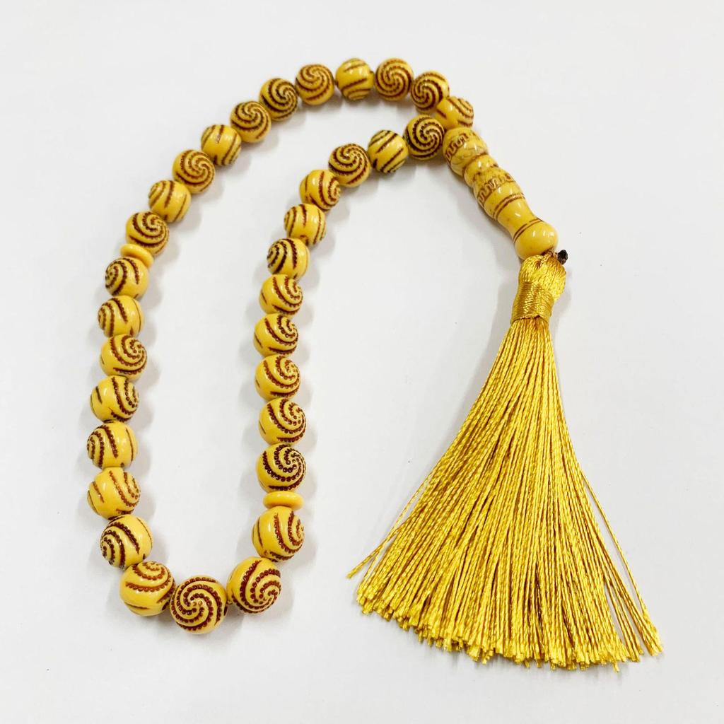 Imitation Wood Muslim Prayer Beads Tasbih with Tassel - Arabic Rosary Handicrafts