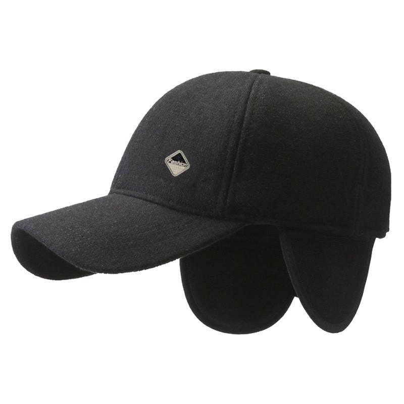 Color Solid Baseball Cap Winter  Warm Ear Protector Outdoor Hats Breathable
