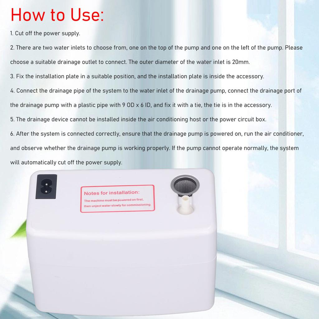Kondensatpumpe, 24 l/h, Klimaanlage, automatische Ablaufpumpe, AC mit 200 ml Wasserspeicherbox, Kondensatpumpe, AC-Kondensatpumpe