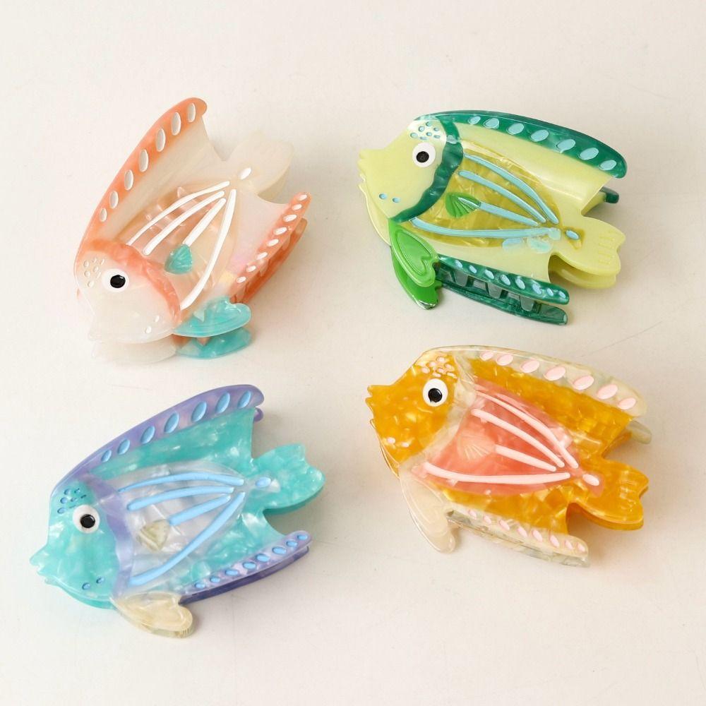 Personalized Hairpin Ocean Fish Hair Claw Acetate Acetic Acid Marine Animals Hair Clip Geometry Colorful Fish Grab Clip Female