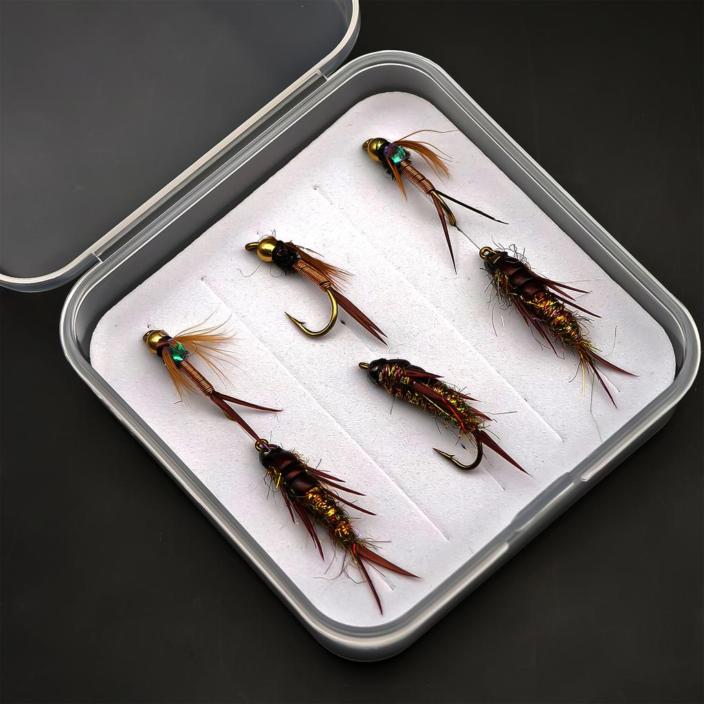 6pcs/box Realistic Design Nymph Jig Flying Fishing Set-Trout Fishing Slow Sink Fly with Rayon