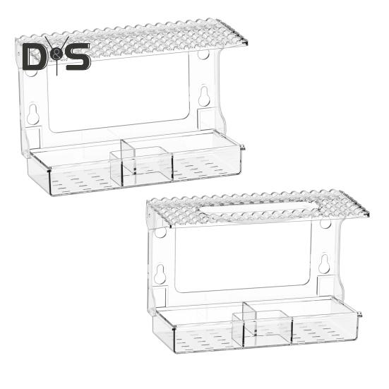 Window Birds Feeder with Suction Cups Clear Wildbird Feeder with Detachable Seeds Water Tray for Outdoor Birds Watching