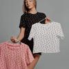 European & American Printed Casual Short Sleeve Pajama Set for Women