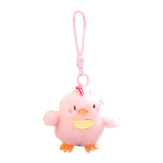 

Cute Chick Plush Keychain Pendant with Embroidered Bibs Soft Skin-Friendly Mini Stuffed Animal for Bags And Keys Baby Shower Gift for Kids And Girls B