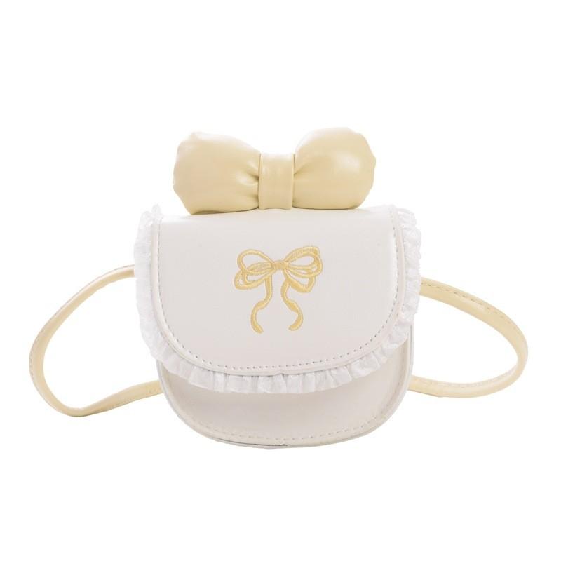 Urban Minimalist Girls Small Leather Crossbody Bag With Bow And Zipper Closure For Daily Use