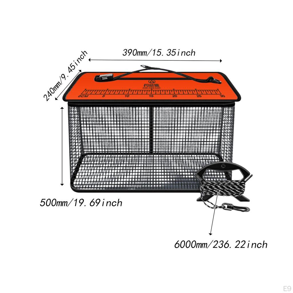 Float Basket ,Minnows Bucket for Live , Outside ,Lightweight, Multiuse Zipper Ing Mesh Cage Guard