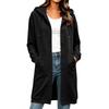 Women's Color Long Sleeve Hoodie Sweatshirt with Buttons and Drawstring - Loose Fit Mid-Length