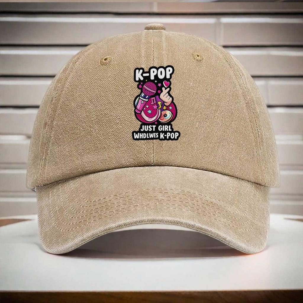 pc KPOP Girl Print Baseball Cap Cute Pink Microphone Korean Pop Style Adjustable Dad Hat Casual Outdoor Sports Hat for Mus