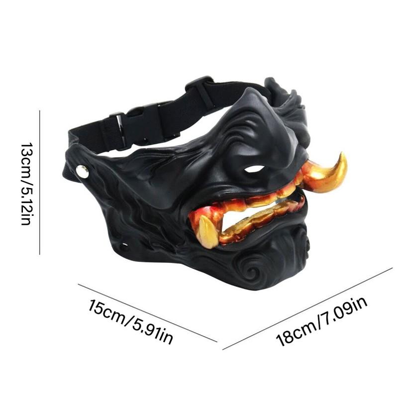 Halbgesichts Japanische Oni Hannya Maske Halloween Cosplay Cyberpunk Kostüm Requisite