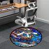 1pc Winter Wonderland Chair Carpet for Office, Round Polyester Mat, Indoor Decor for Office, Easycare Fabric, Washable Non-slip Area Carpet