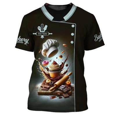 Baker T-shirt Custom Name Men 3D Printed Bakery Baking Work Tee Shirt Plus Size Unisex Tees Tops Personality Baking Uniform