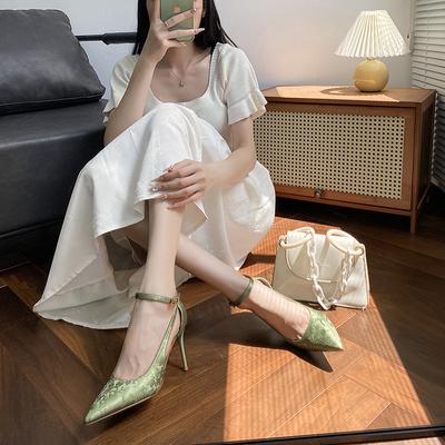 Nuovo con gonna, tacchi alti, cheongsam, punta appuntita, tacco sottile, testa della borsa, parola con sandali, donne