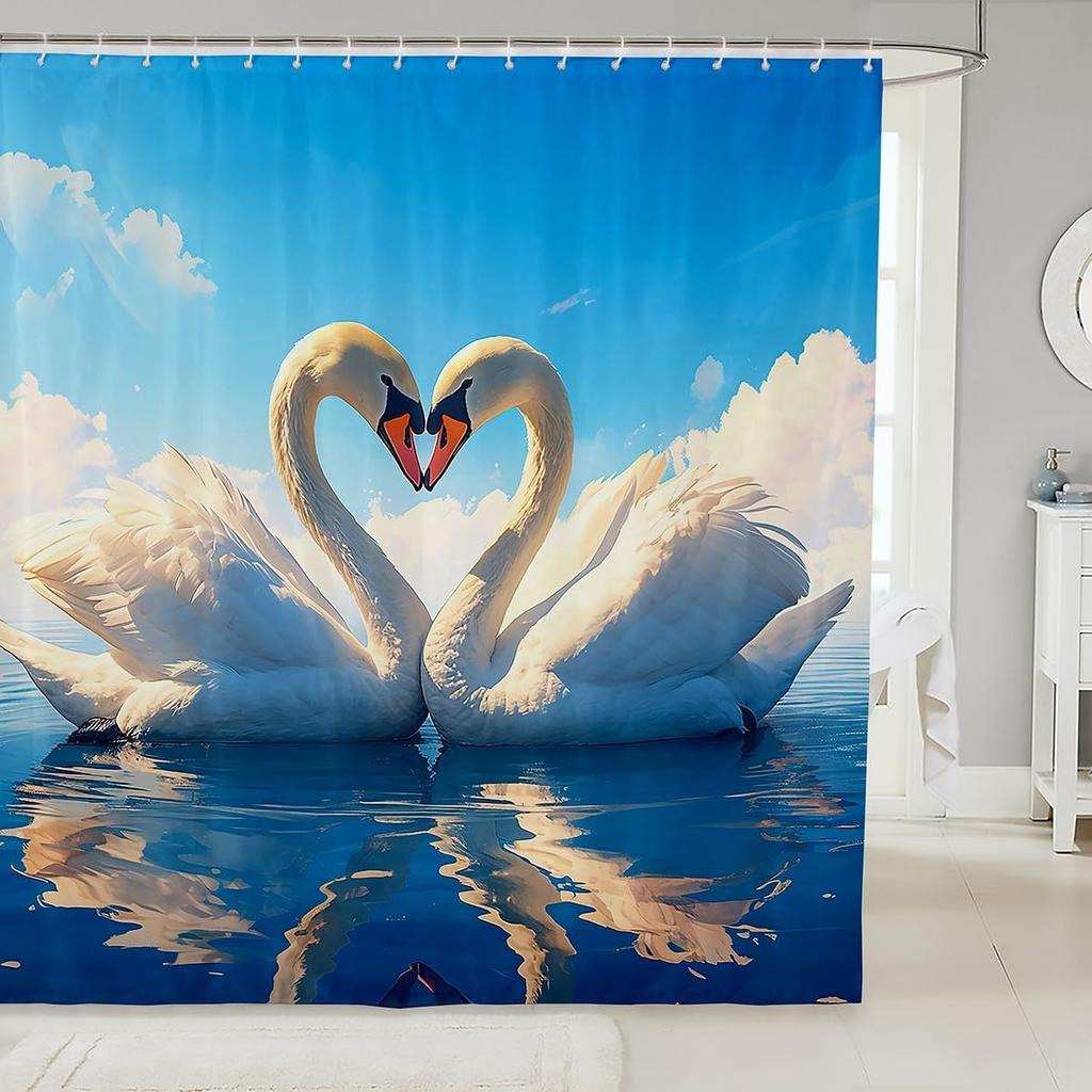 Funny Swimming Dog Fabric Shower Curtain Cute Pet Shower Curtain for Kids Ocean Theme Bathroom Waterproof Accessories with