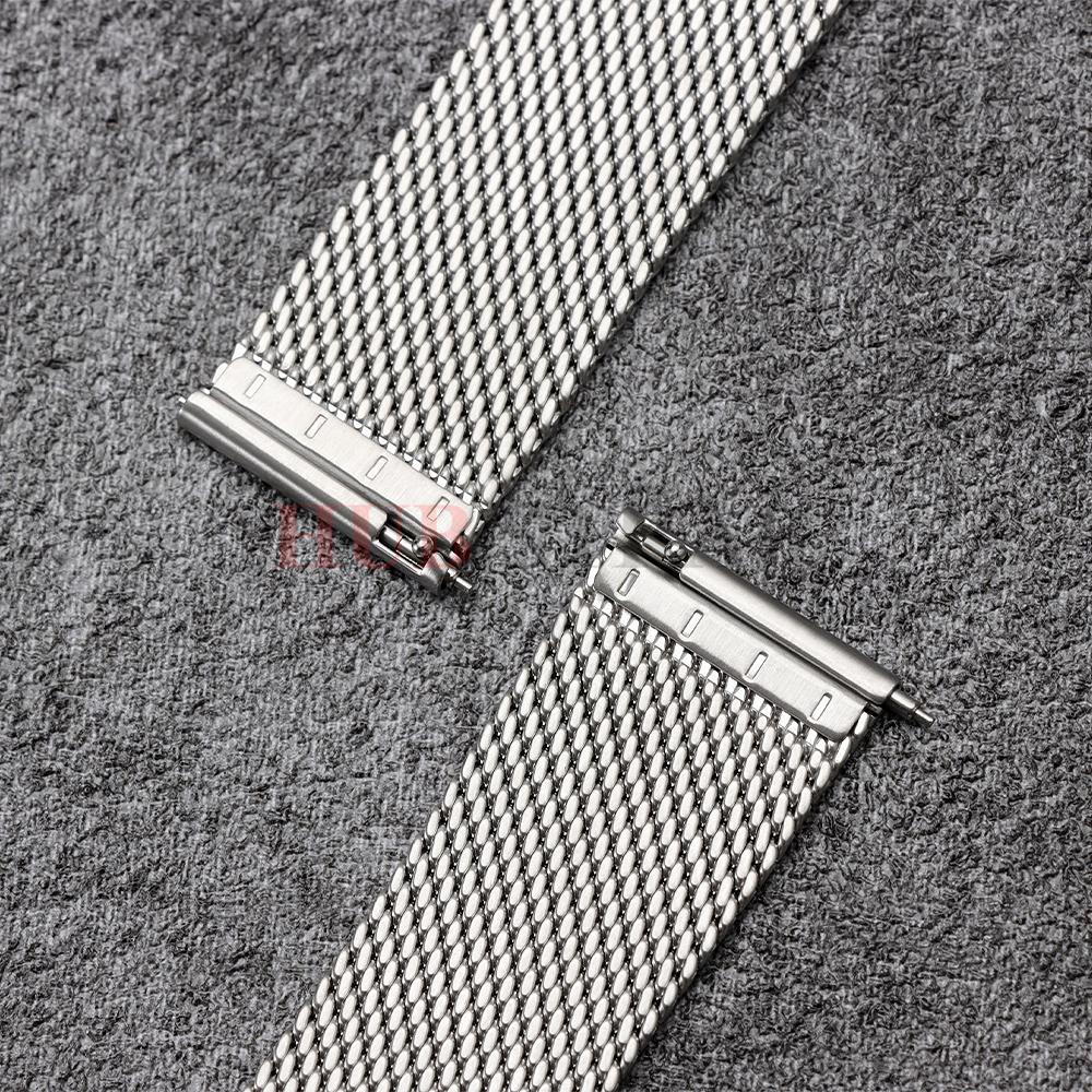 For Omega Seamaster 007 20mm 22mm Silver Black Mesh Bracelet Flat Interface Stainless Steel Watch Strap Quick Release Men Women