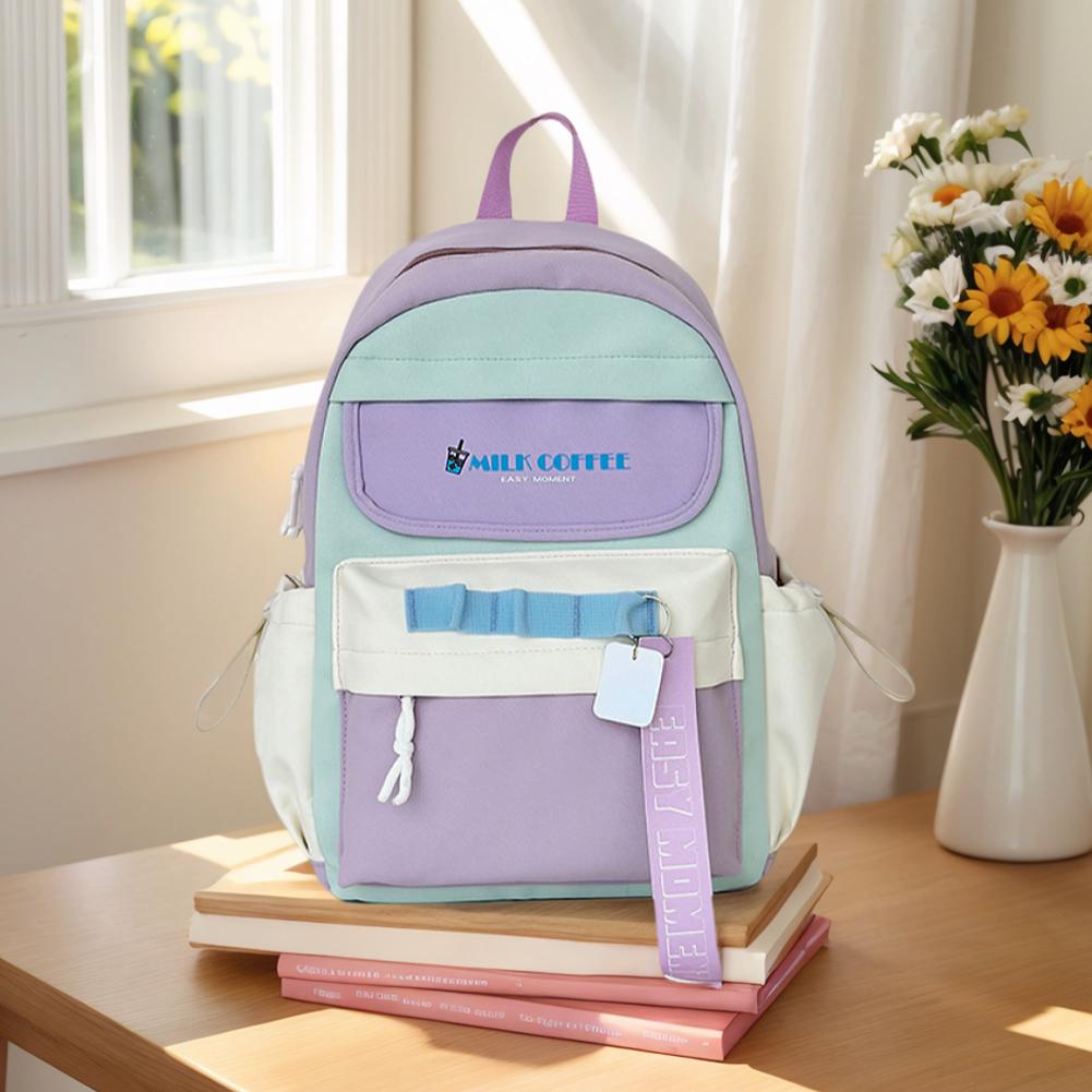 Nylon Schoolbag Japanese-style  Backpack for Students Double-shoulder Bag Multi-functional Schoolbag for Outdoor Travel фиолетовый