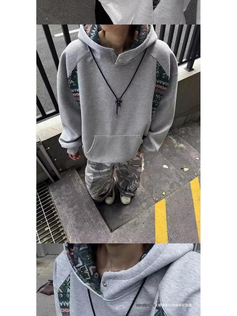 2025 Men's Autumn/Winter Patchwork Hooded Sweatshirt
