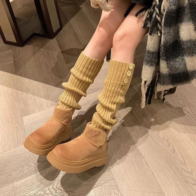 Snow boots cotton shoes winter new velvet thickened thick-soled non-slip snow women's boots flat short boots