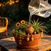 Self Watering Spikes for Potted Plants Terracotta Spike, Cute Face Plant Insert Decorative Smiling Doll Stakes Plants, Clay Automatic Waterer