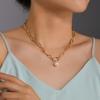 Personal Cold Wind, Paperclip Thick Metal Chain Pearl Pendant Female Exaggerated Necklace