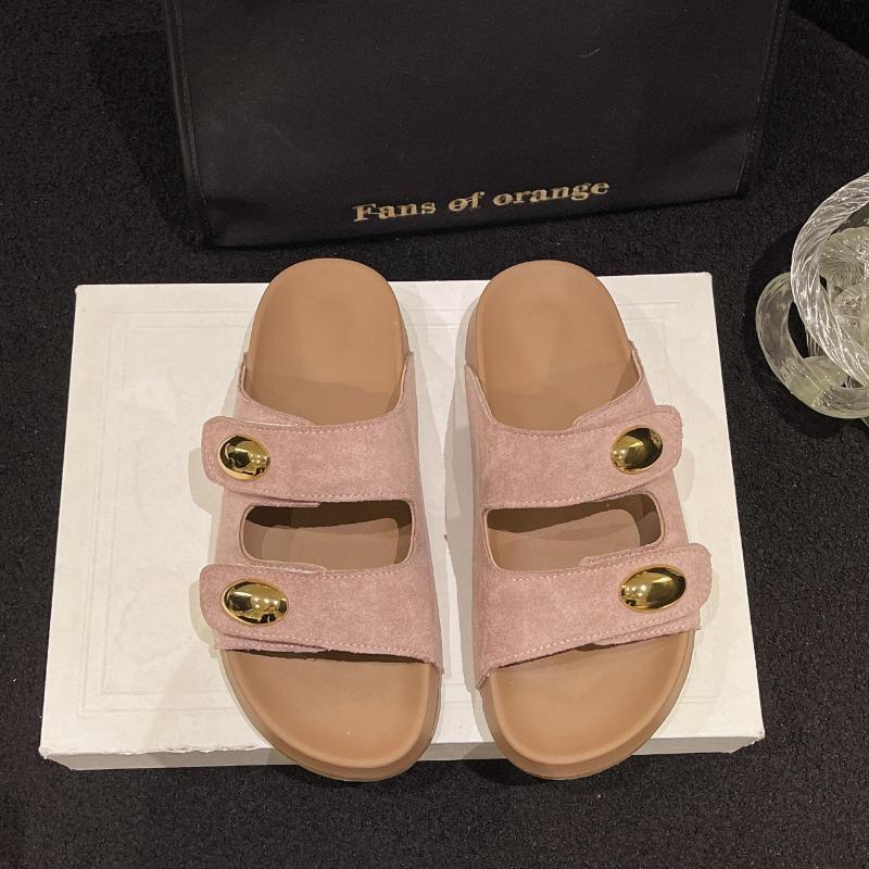 Summer fashion simple casual wind outside wear thick bottom parallel bar Velcro cool slippers