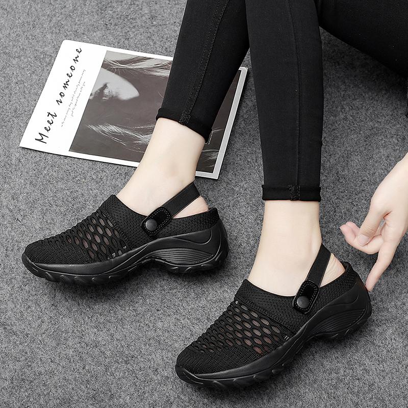 Ladies Wearing Mesh Walking Shoes Breathable and Soft for Spring and Summer Thick Soled Casual Slippers Lightweight Ankle Shoes