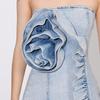 2025 Spring Trend: Sexy Short Denim Dress with Tube Top & Ruffled Floral Design