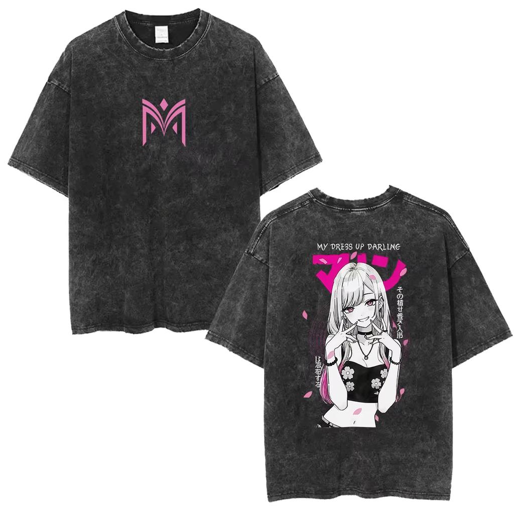 Summer Hot Sale Washed My Dressup Darling Marin Kitagawa Anime Graphic T Shirt Men Women Harajuku Y2k Gothic Cotton Tshirts